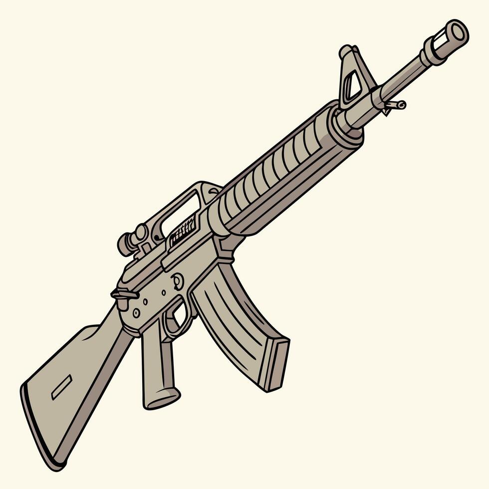Illustration of a rifle assault weapon firearm military gun for shooting range vector