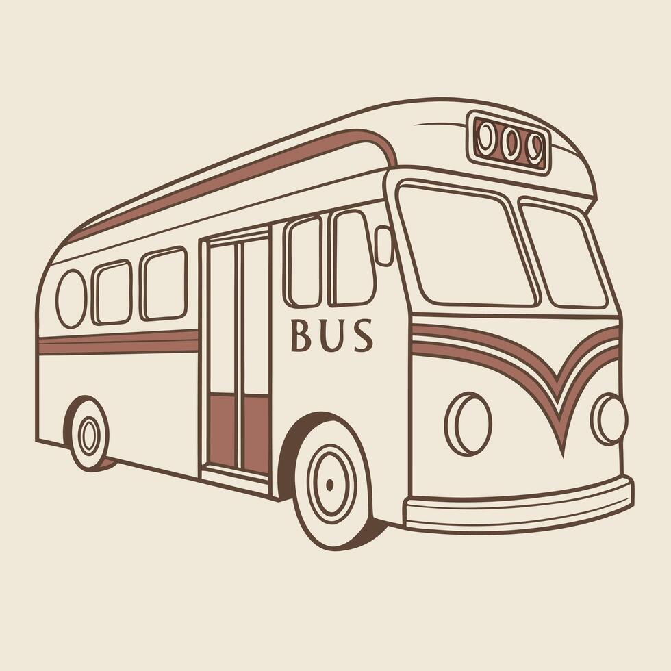 Vintage bus illustration transportation vehicle public transport design art vector