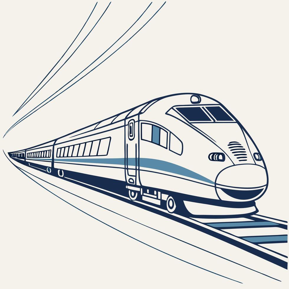 High speed train illustration modern railway transport design concept vector