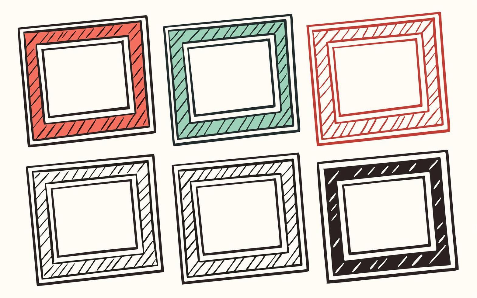 Colorful hand drawn frames art illustration template background design vector