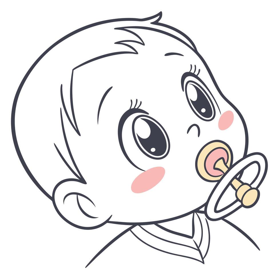 Cute baby with pacifier illustration adorable infant drawing design vector
