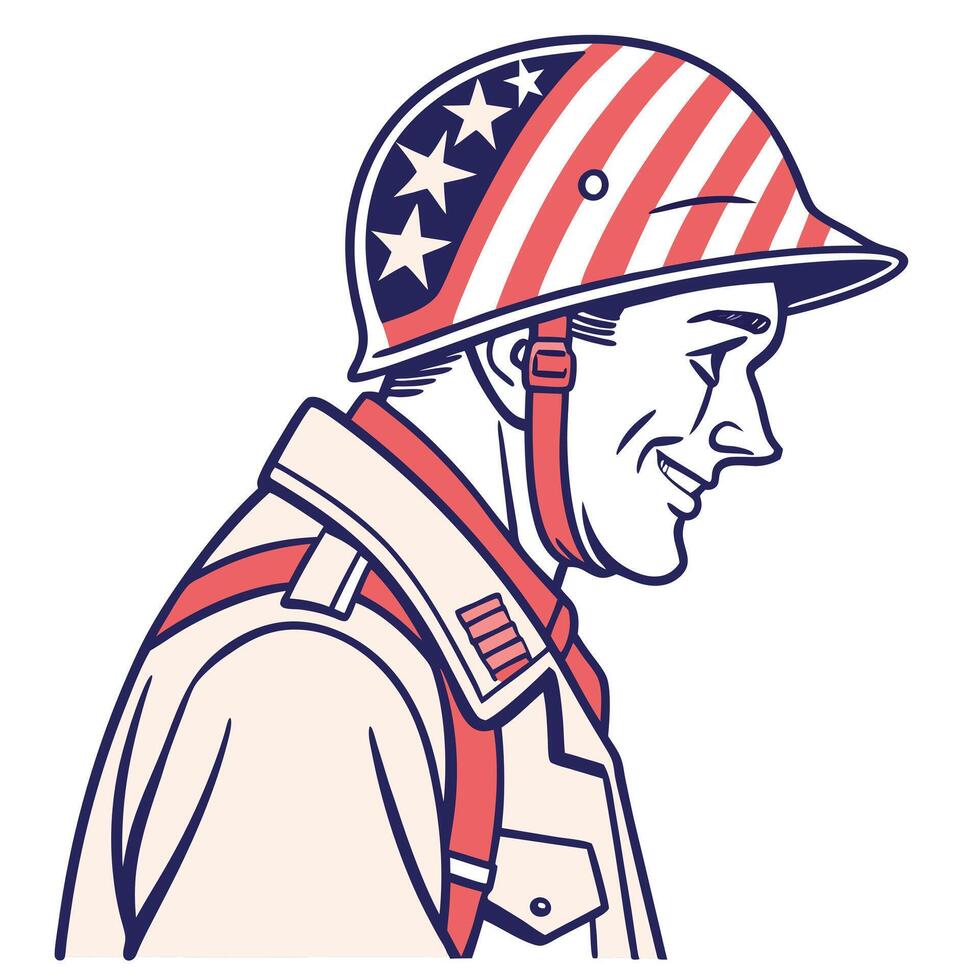 Vintage american soldier art illustration patriotic military theme vector