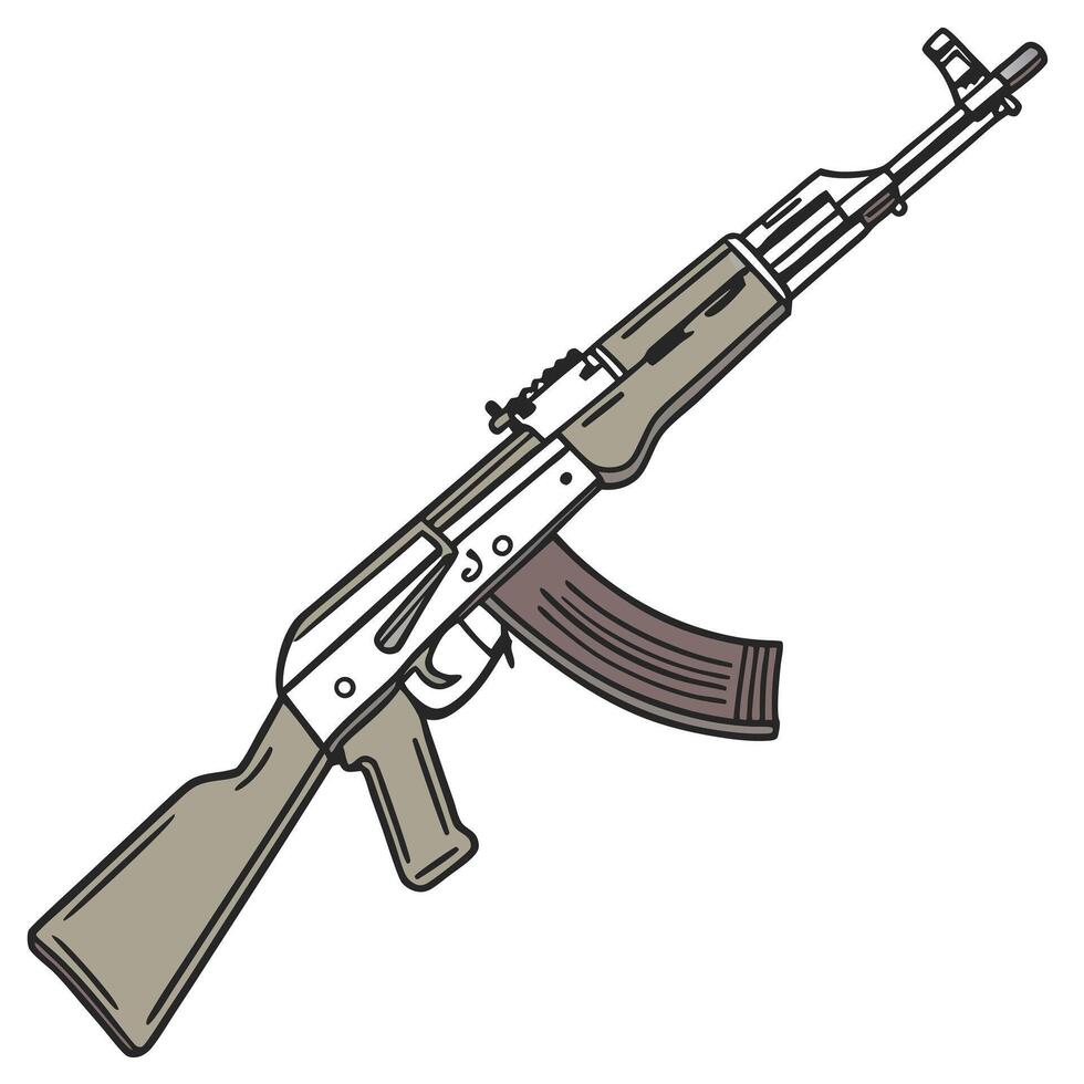 Ak 47 assault rifle illustration for military and weapon enthusiasts vector