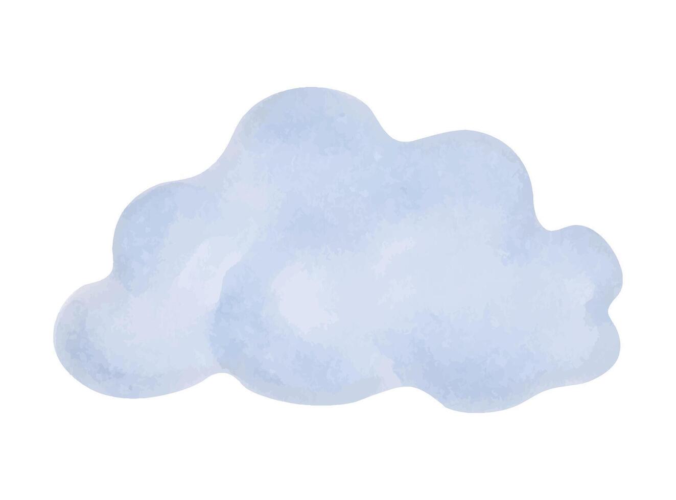 Blue cloud. Marker illustration in watercolor style. Hand drawn isolated picture with sky elements. Cartoon children's clipart for clothes prints, packaging, greeting cards, kids bedroom, fabric vector