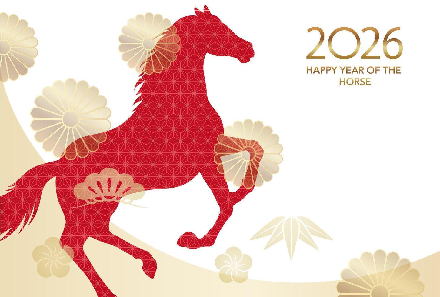 Red horse illustration for 2026 vector