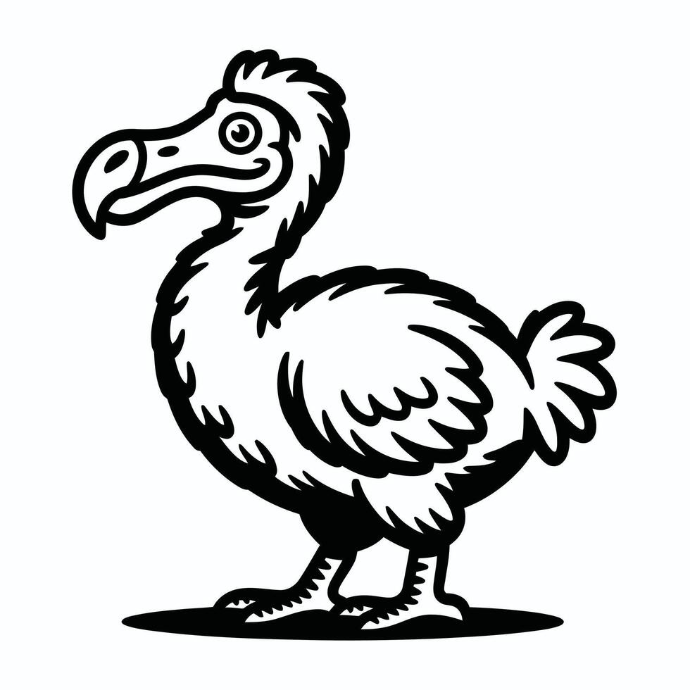 Black and White Cartoon Dodo Bird Illustration extinct vector