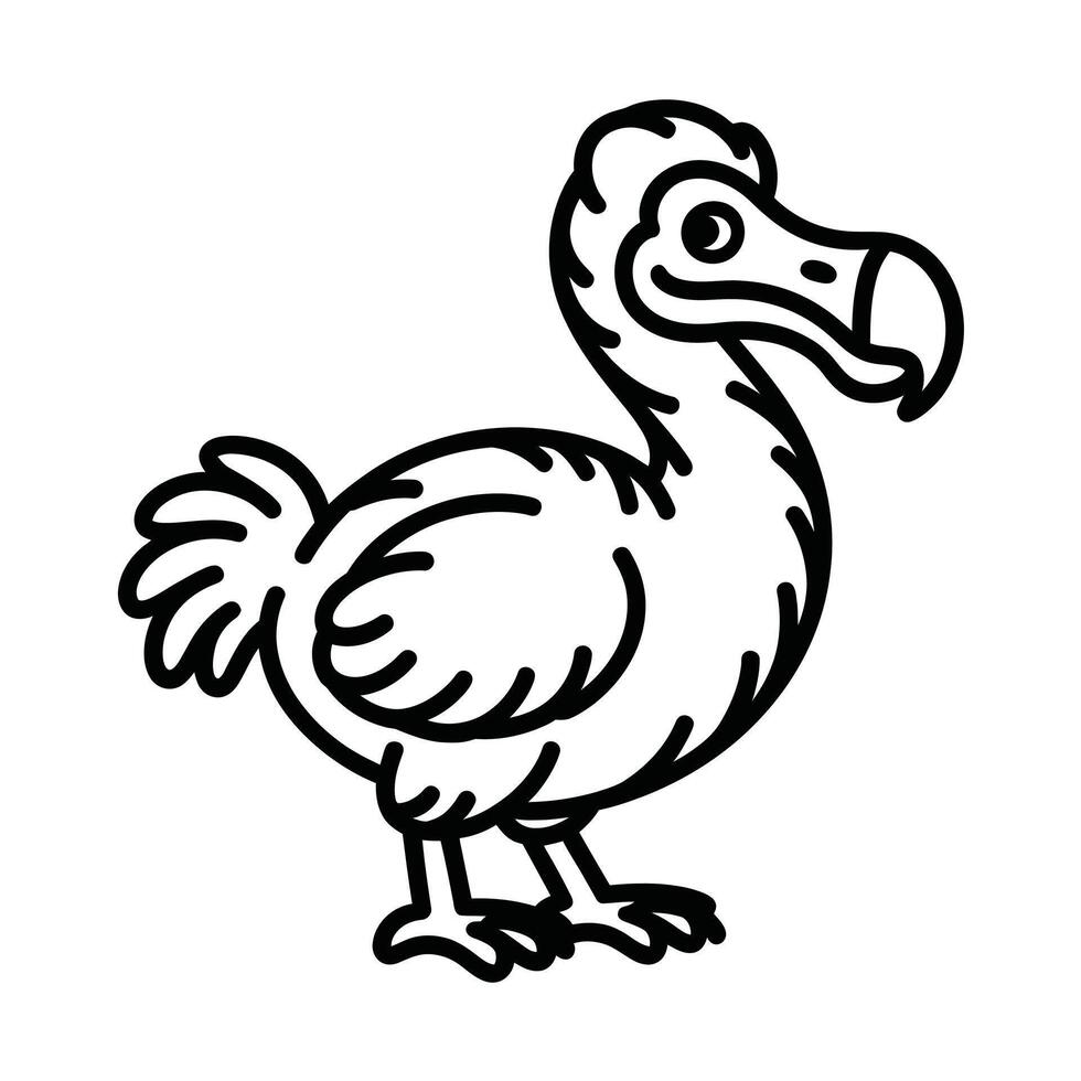 Black outline drawing of a Dodo bird on a white background vector