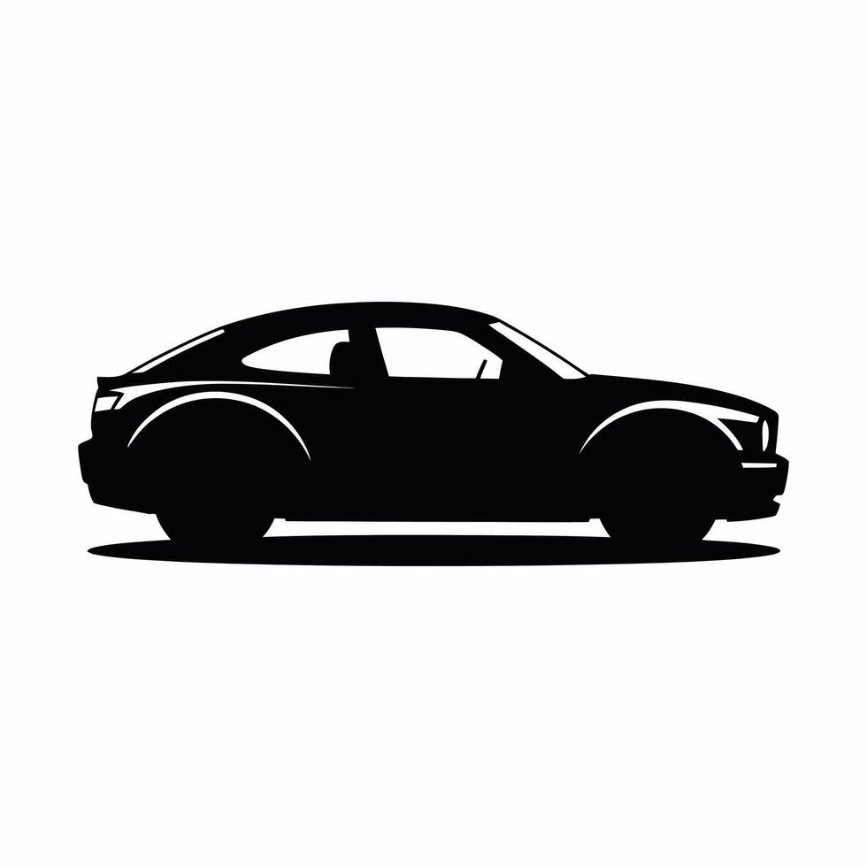 Black Silhouette of a Coupe Car Side View on White Background vector