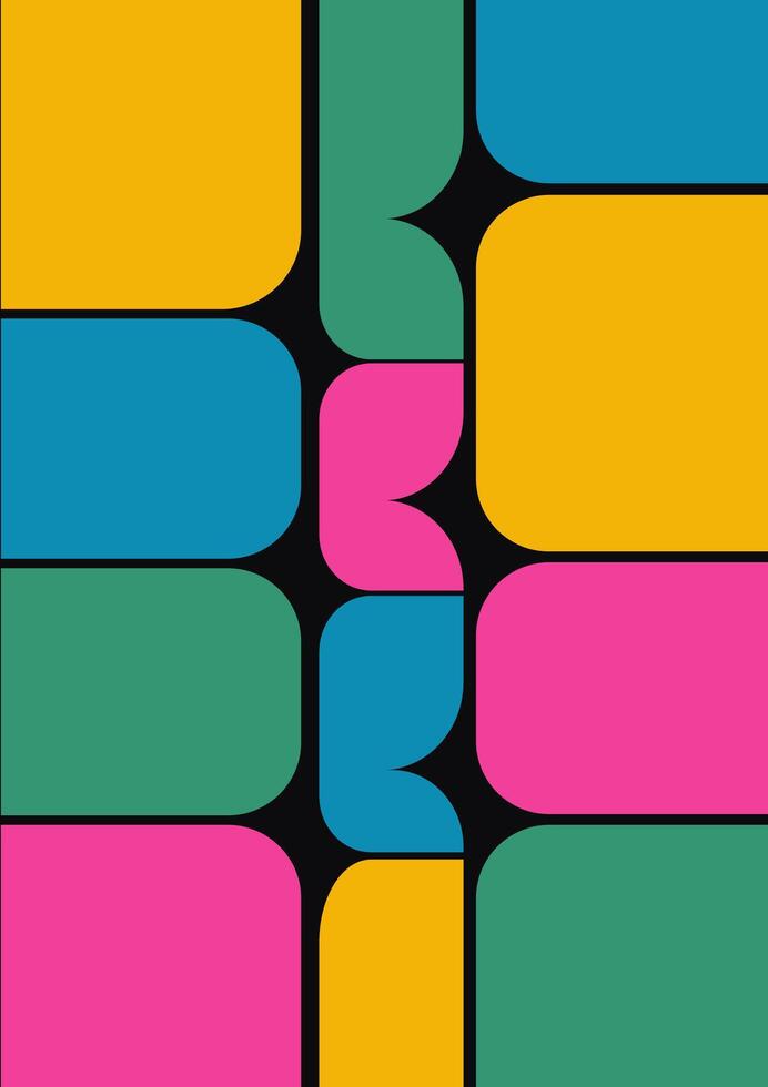 Abstract Painting with Geometric Shapes. Poster vector