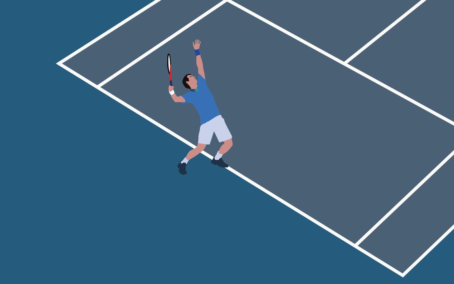 Great editable illustration of tennis player with smash in action best for your digital design and print vector