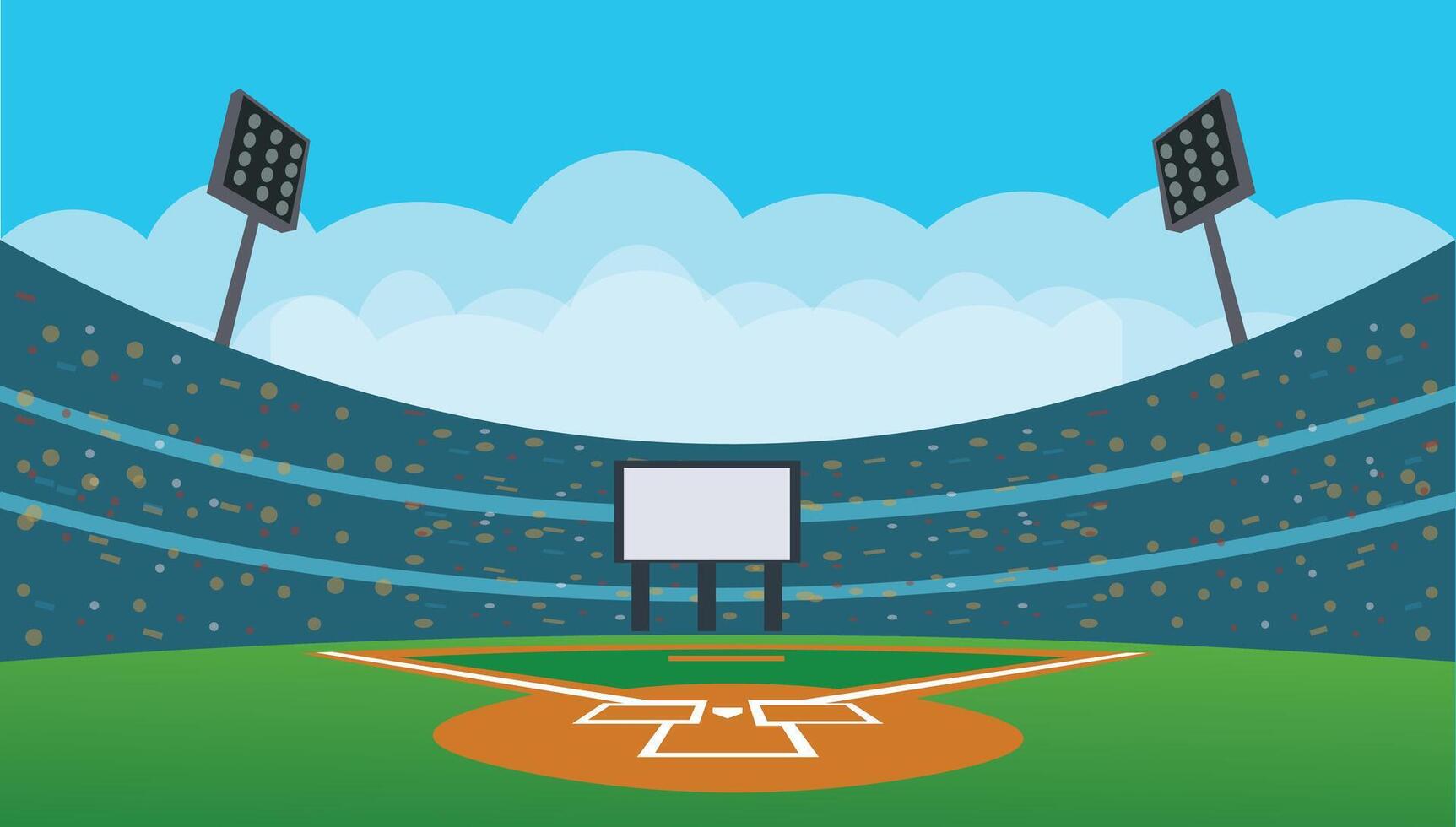 The baseball ground under the blue sky vector