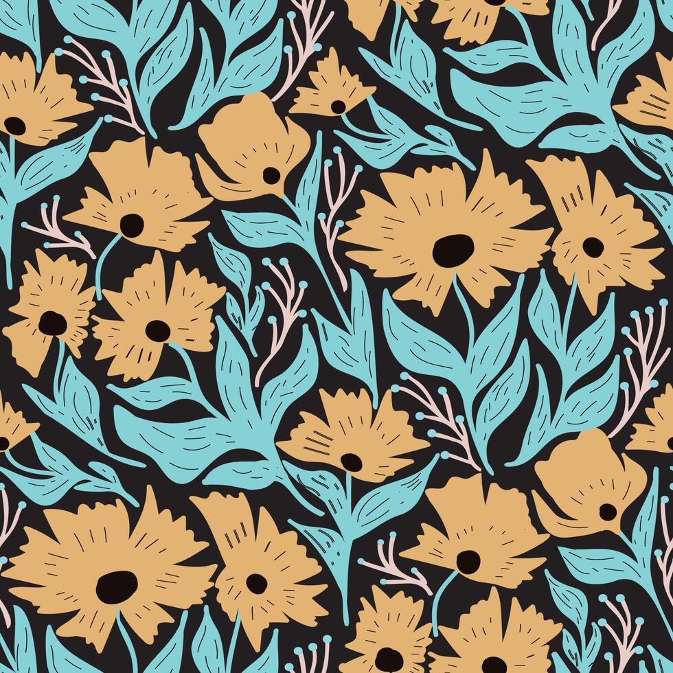Hand Drawn Botanical Repeat Print vector