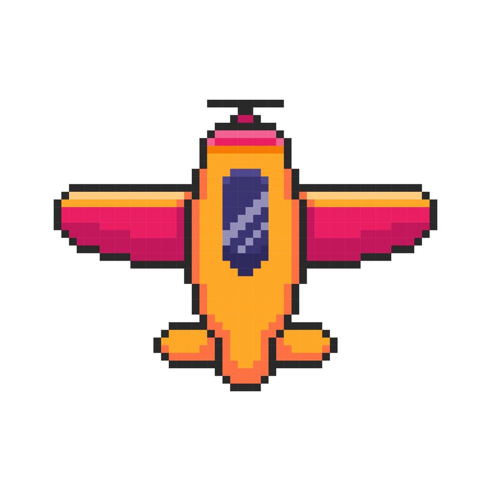 Pixel art Airplane game asset design vector