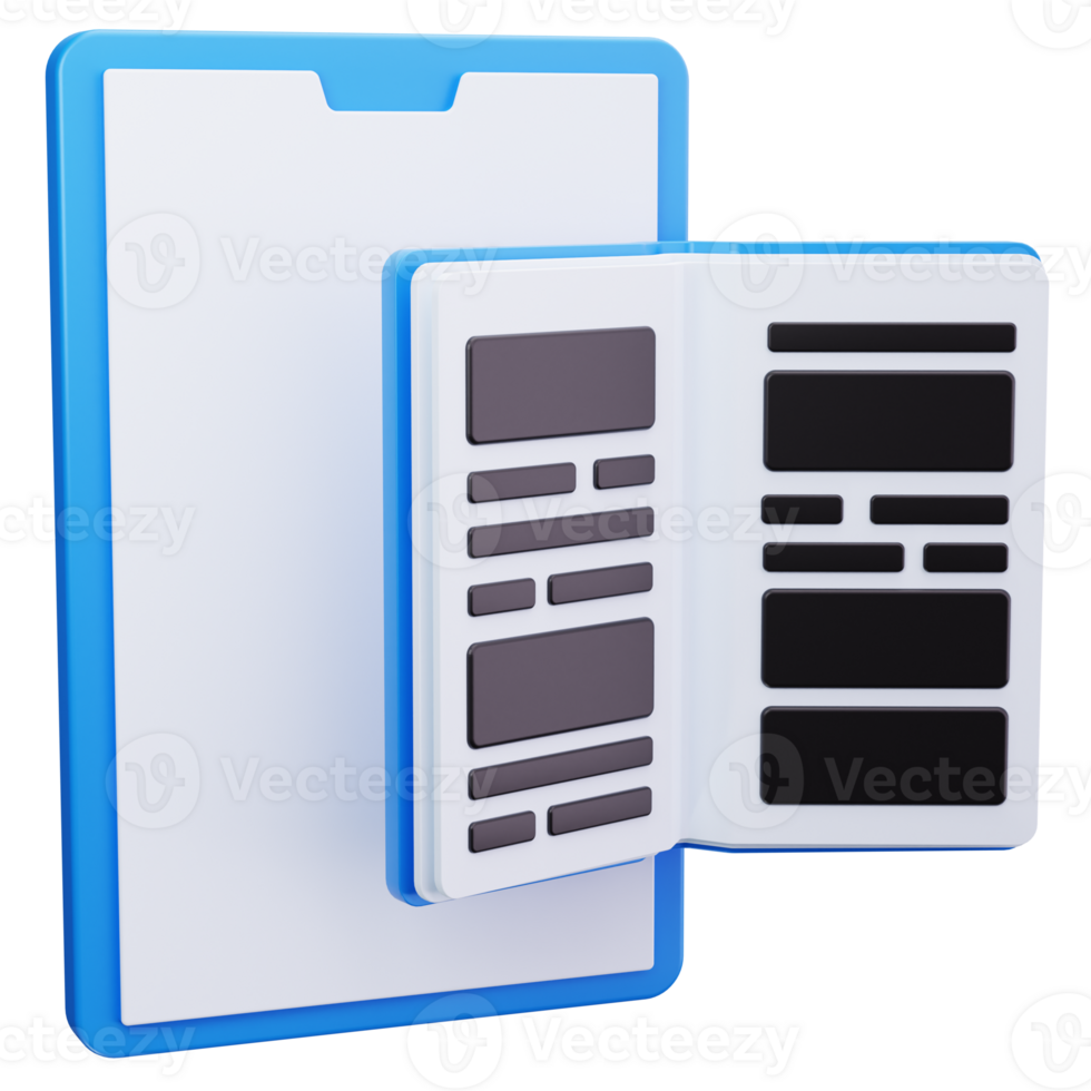 3D Icon Text Page In Folder png