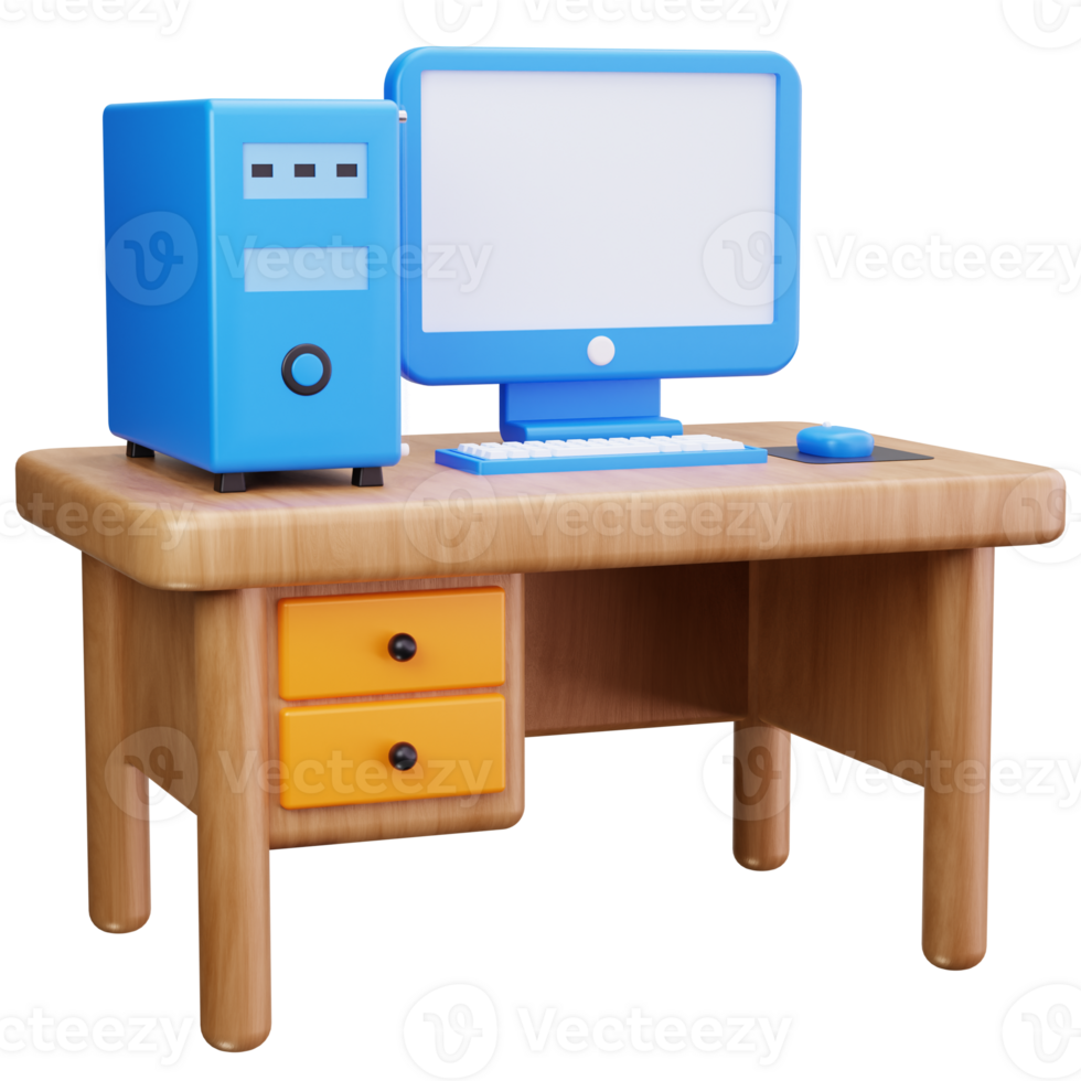 3D Icon Computer Desk Office Setup png