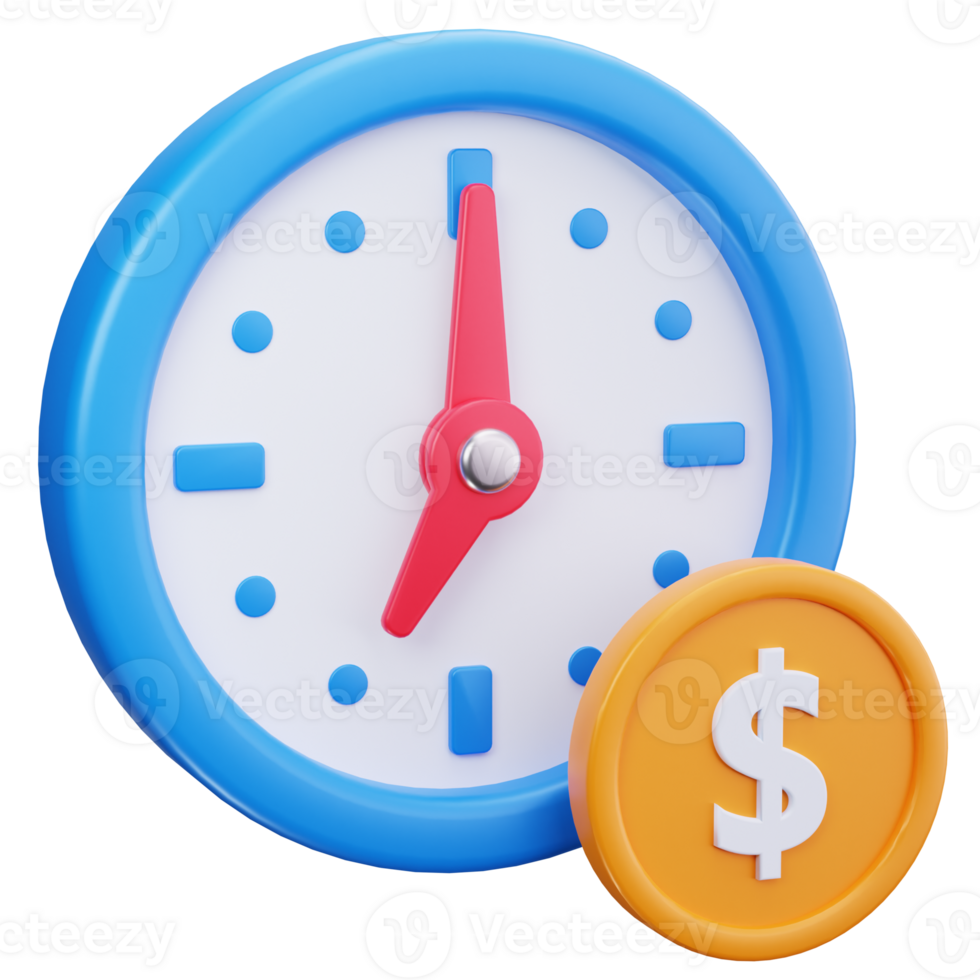 3D Icon Clock Coin Time Value png