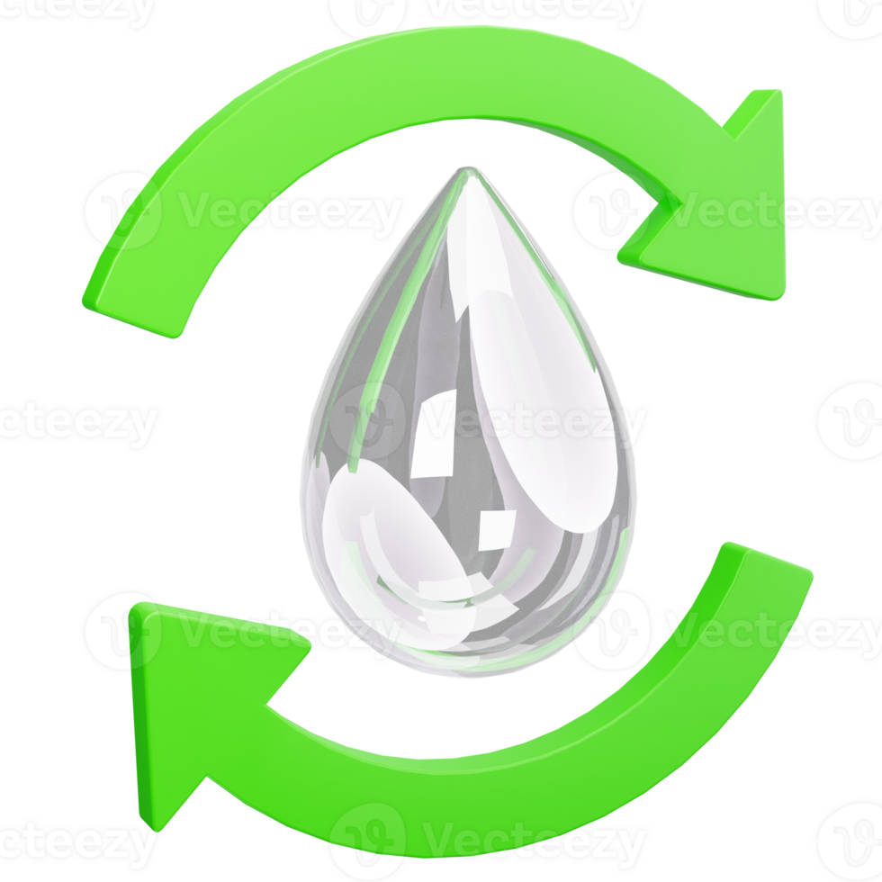 3D Icon Recycle Water Drop png
