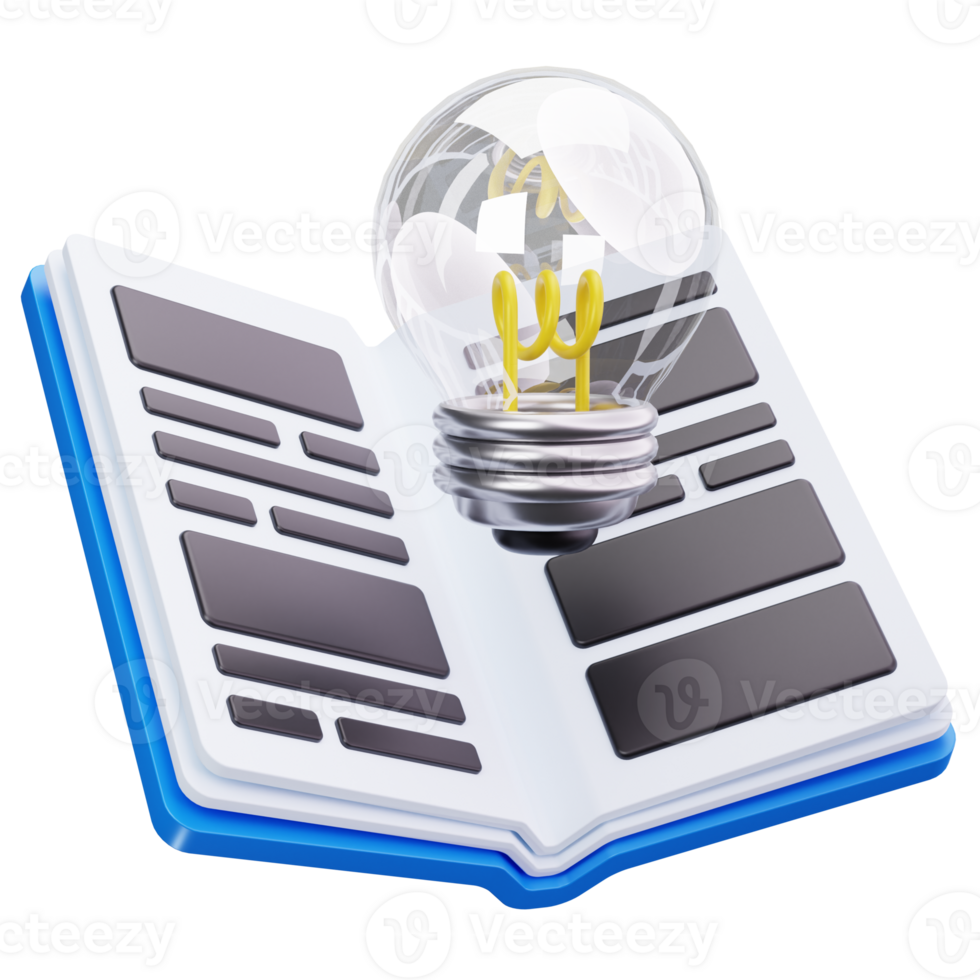 3D Icon Open Book Light Idea png