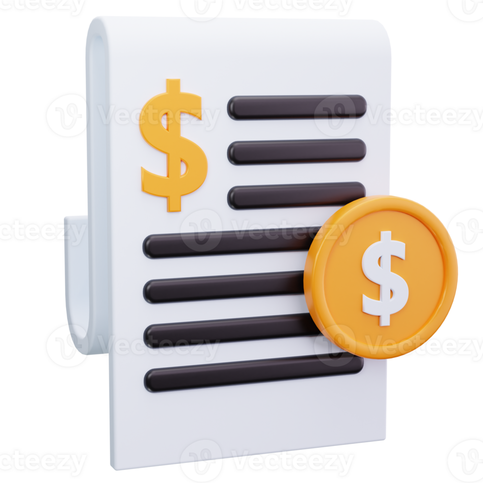 3D Icon Invoice With Coin png