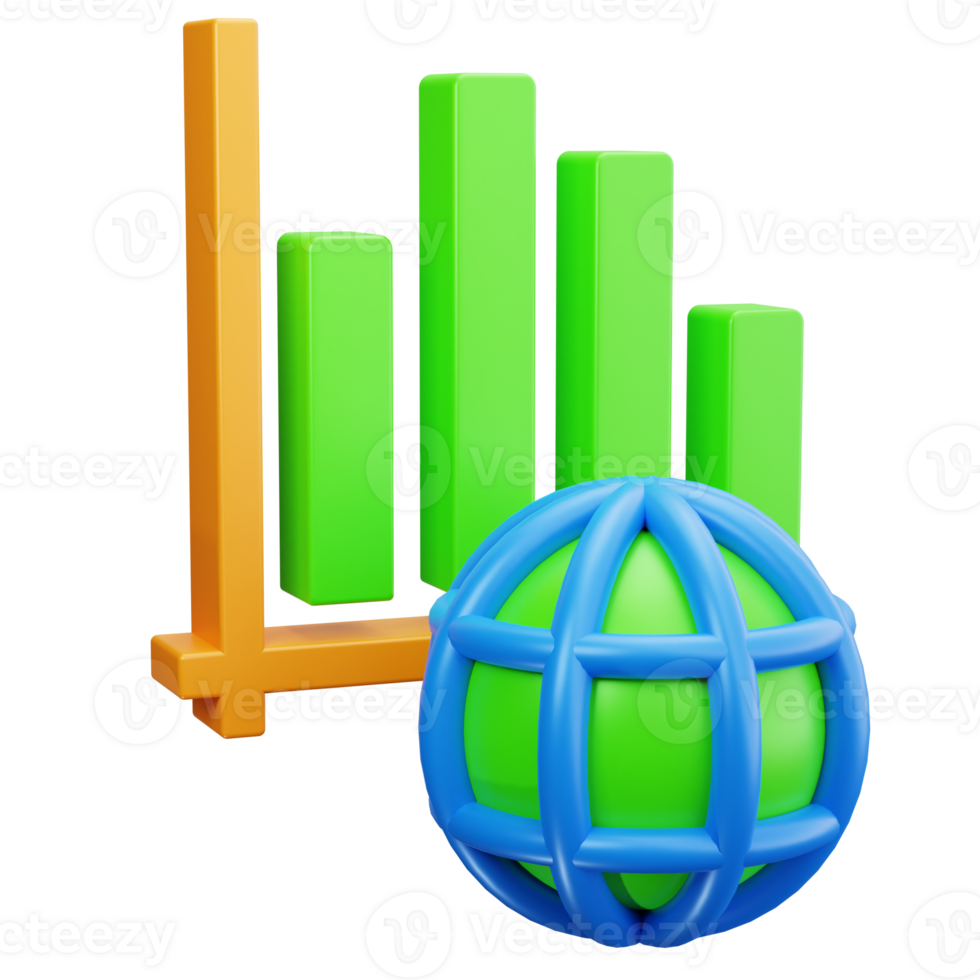 3D Icon Global Data Chart png