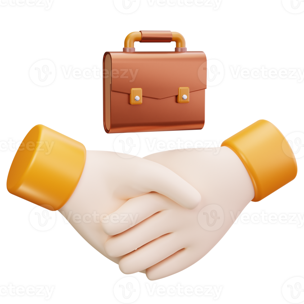 3D Icon Briefcase Handshake Business Contract png