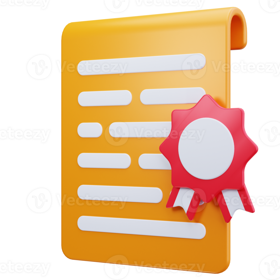 3D Icon Official Document With Badge png