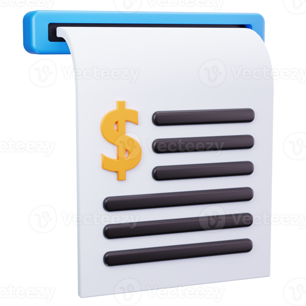 3D Icon Long Print Receipt png