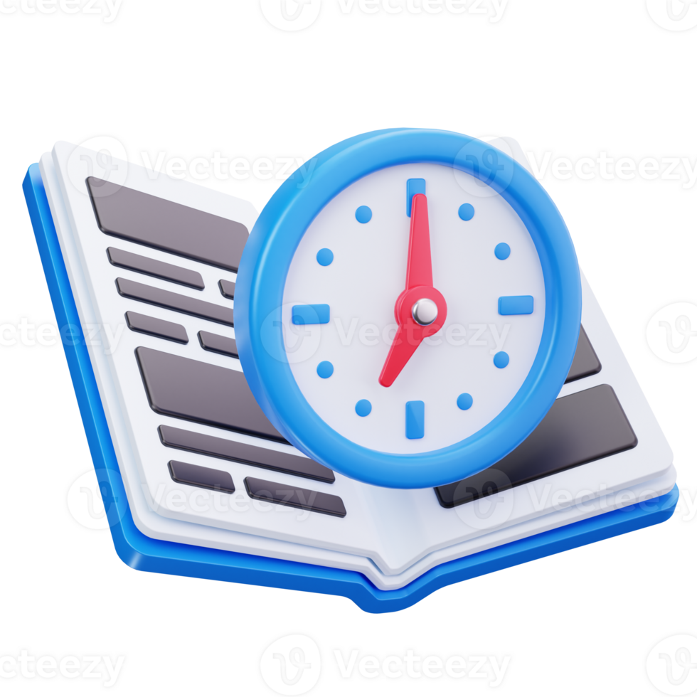 3D Icon Book Time Study Plan png