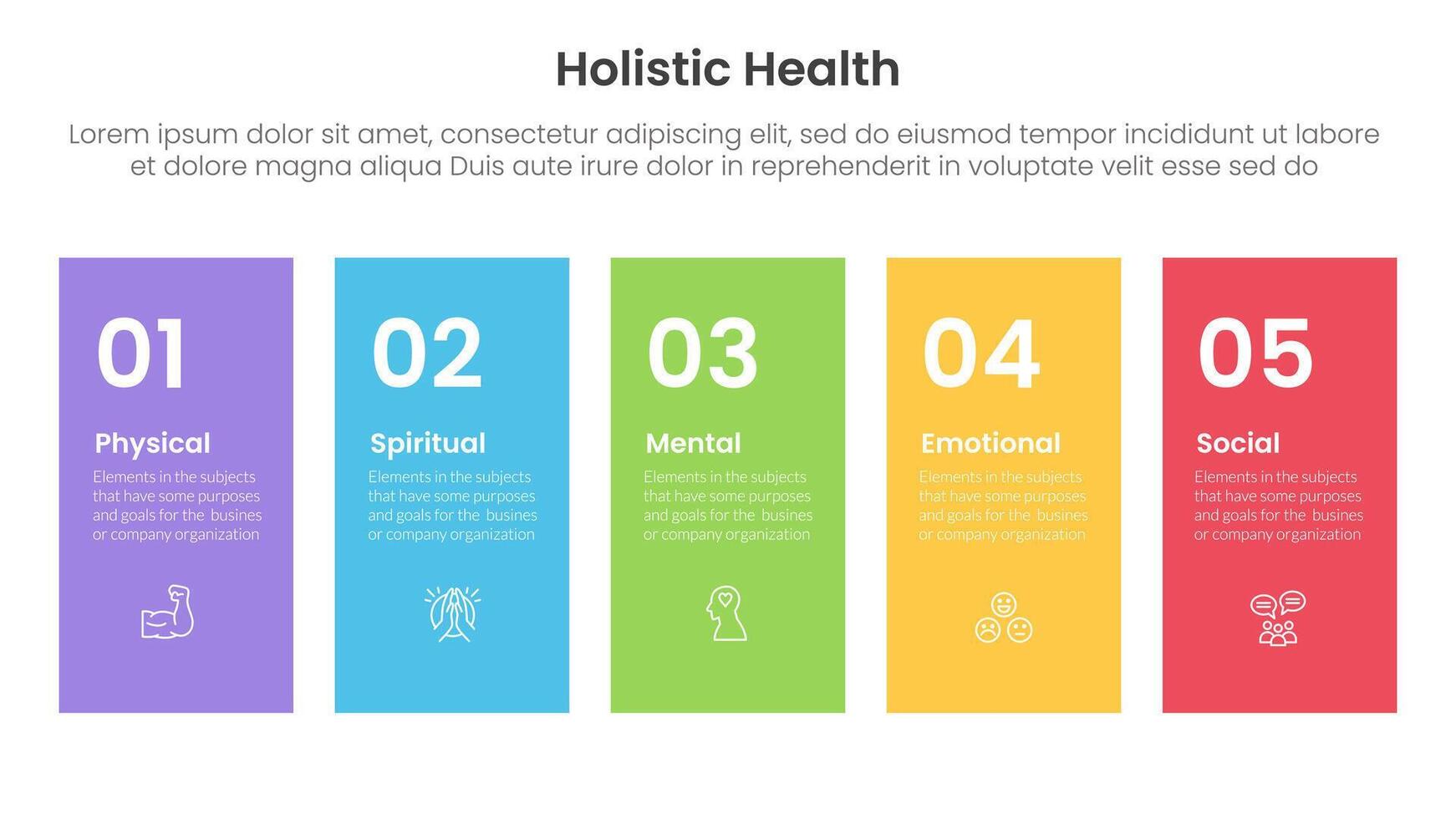 holistic health infographic template banner with height rectangle shape balance with 5 point list information for slide presentation vector