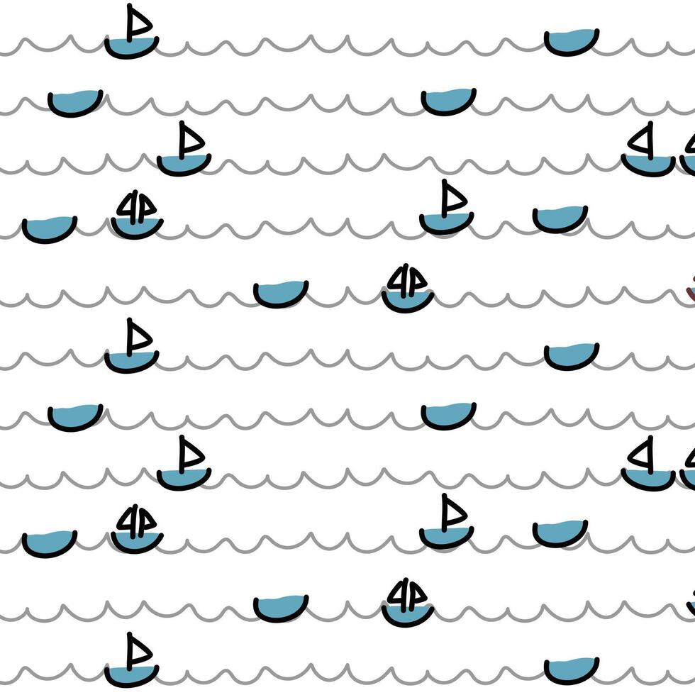 Cute Sailing Ships Pattern Design vector