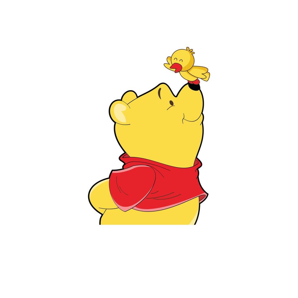 pooh with birds vector