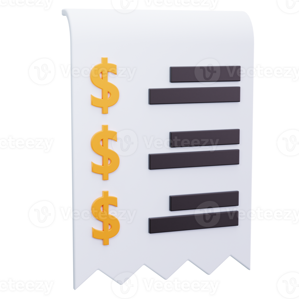 3D Icon Simple Payment Receipt png