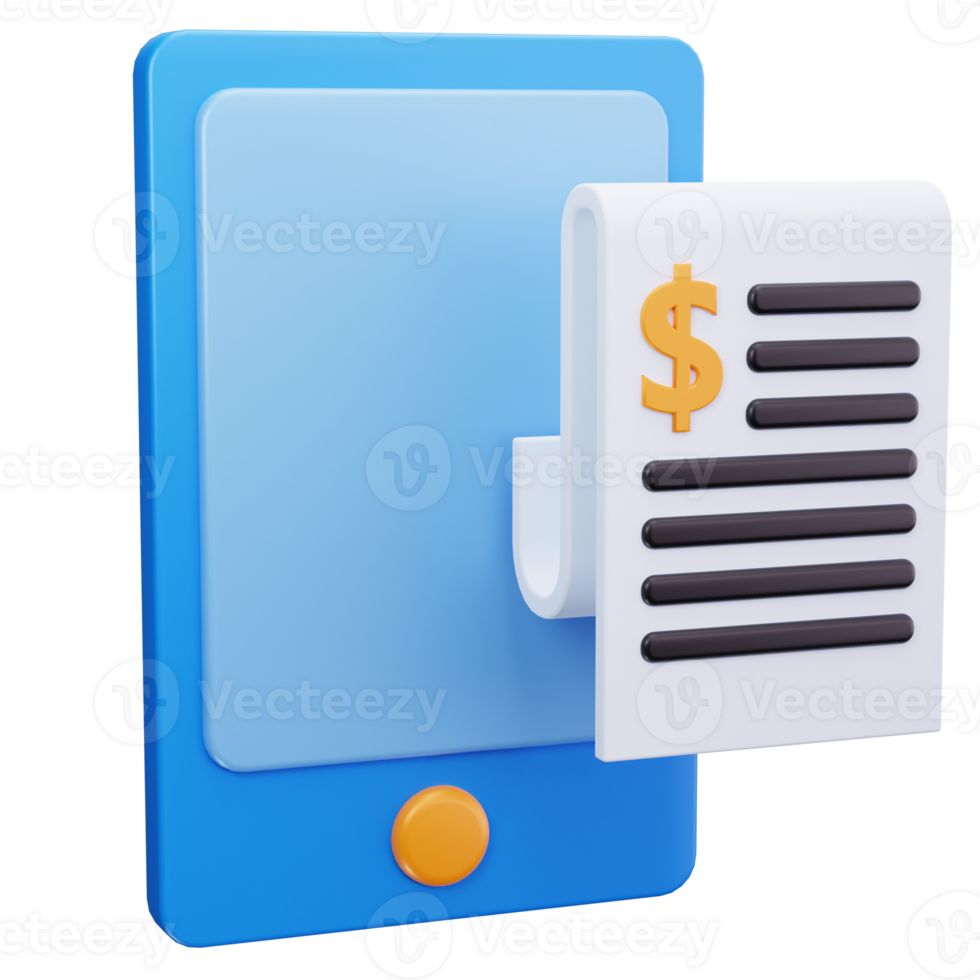 3D Icon Tablet Invoice Screen png