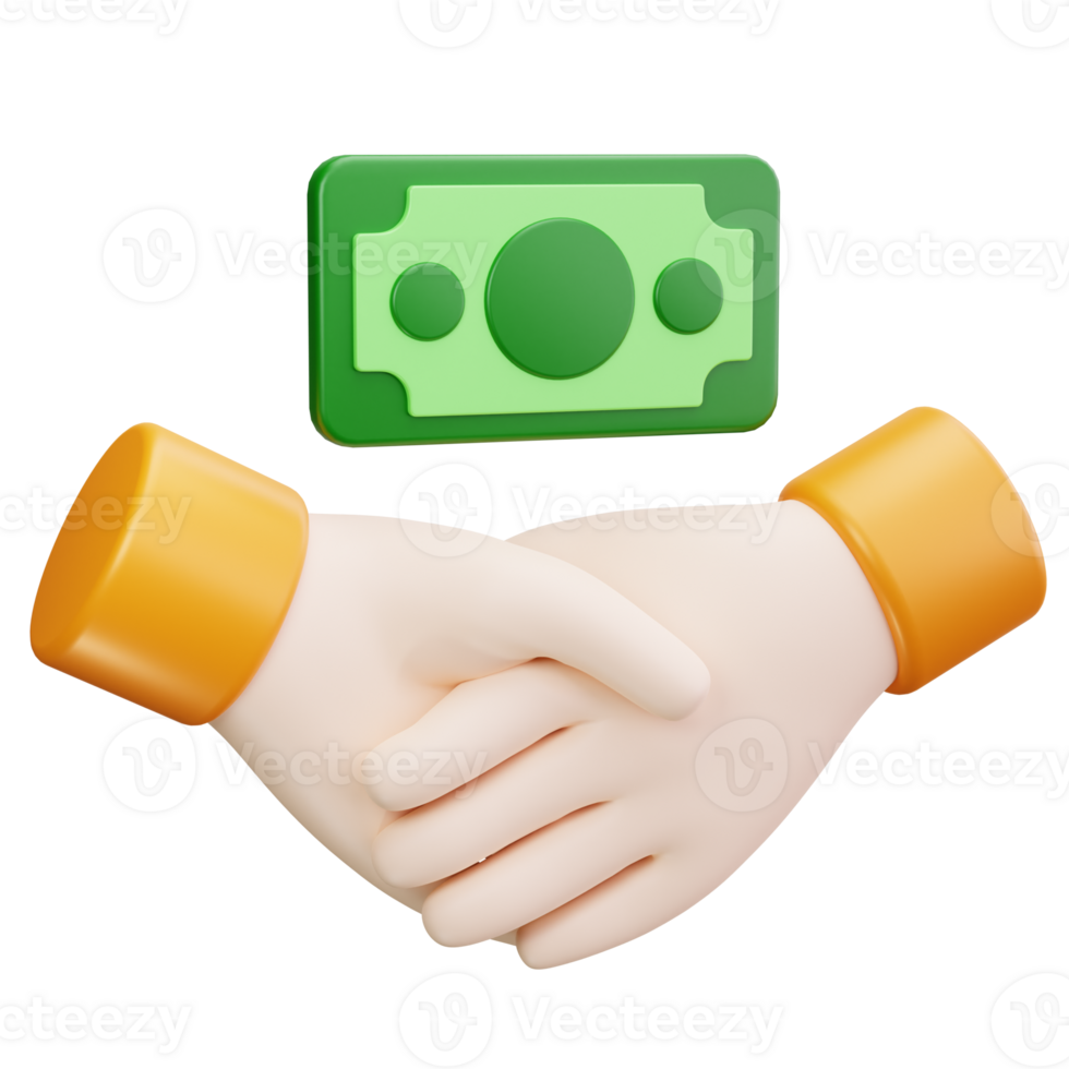 3D Icon Cash Deal Handshake Agreement png