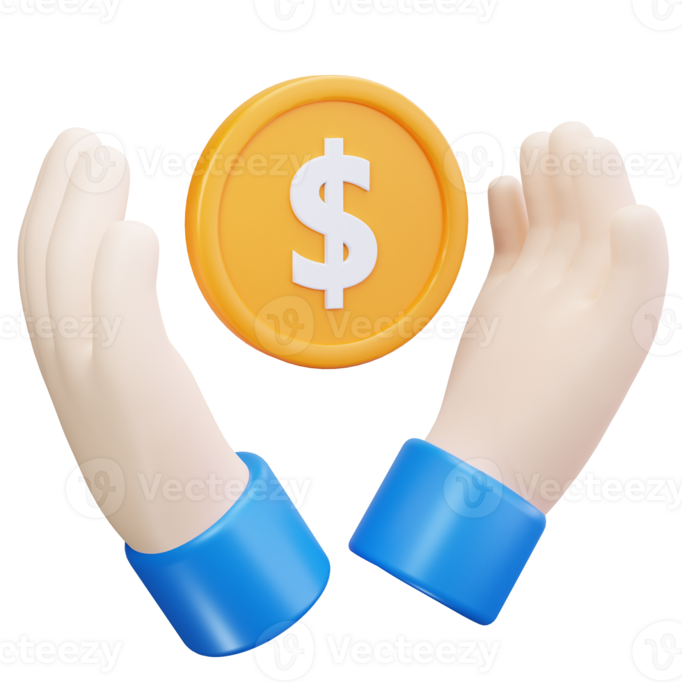 3D Icon Dollar Coin Offering Hand png