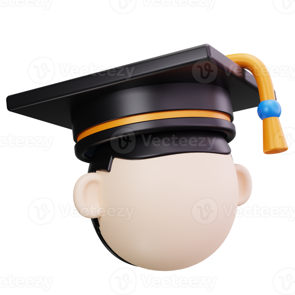 3D Icon Graduate Avatar In Cap png