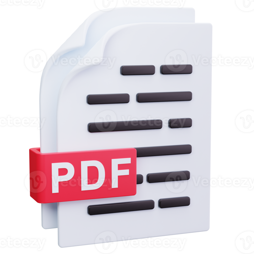 3D Icon Digital PDF Text Page png