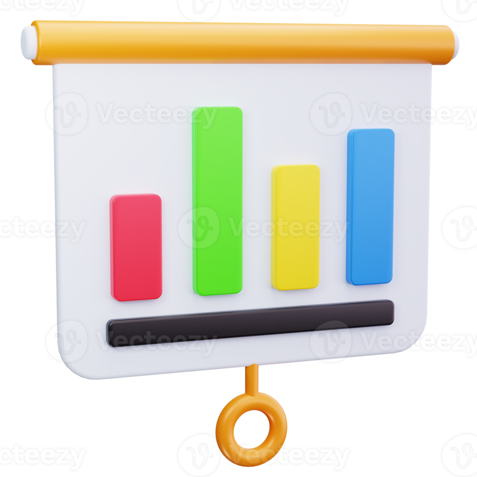 3D Icon Bar Graph Slide Report png