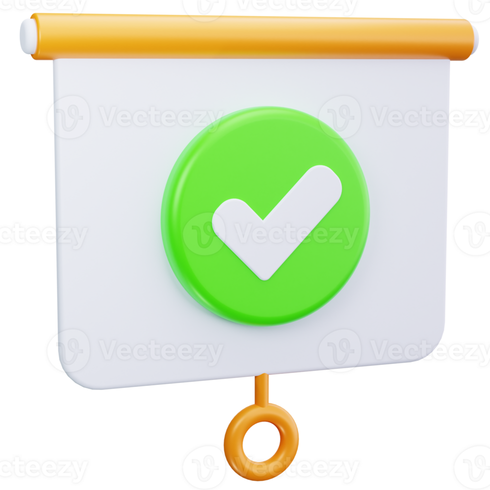 3D Icon Green Check Slide Approval png