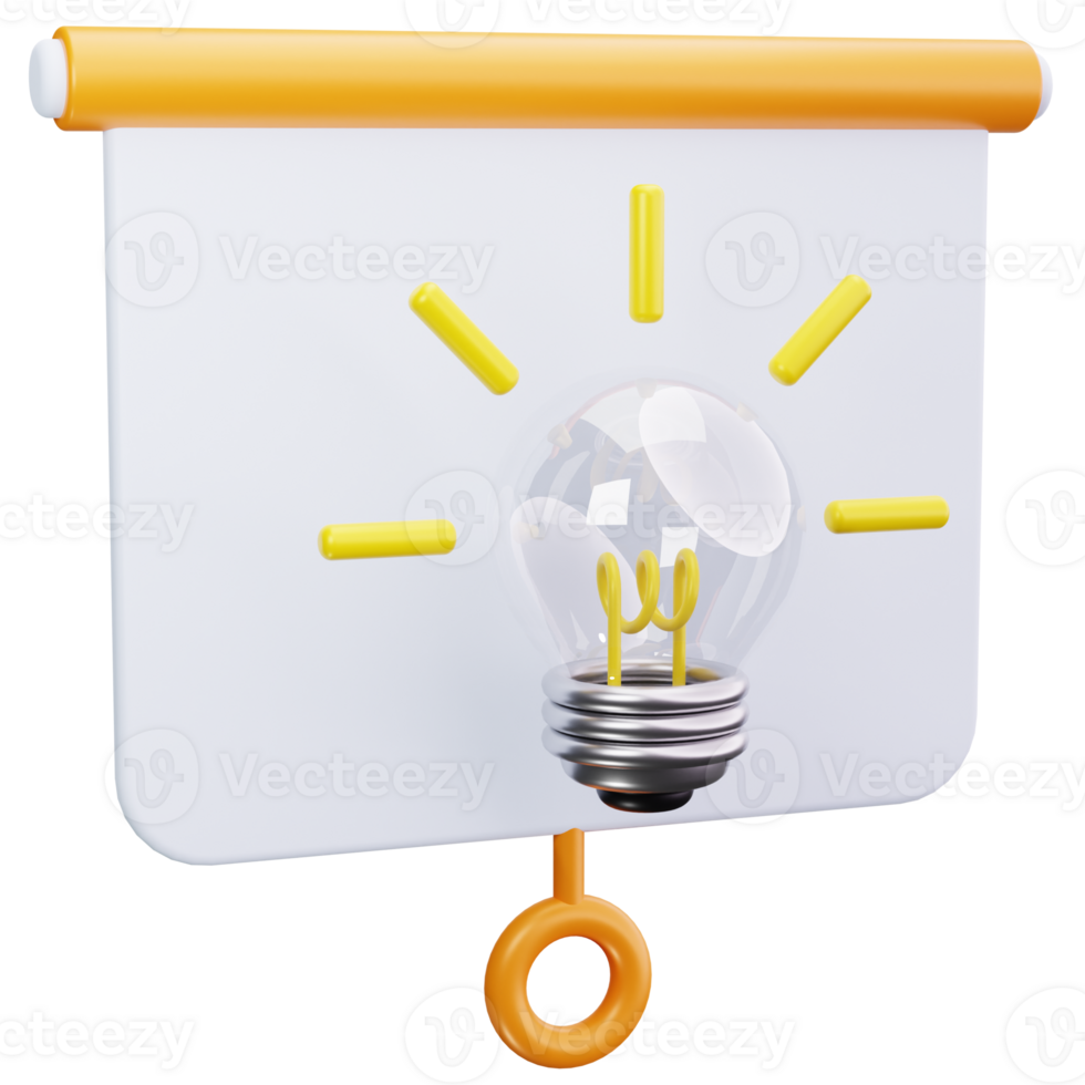 3D Icon Lightbulb Idea Slide Concept png