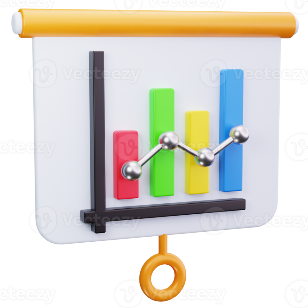 3D Icon Line Chart Trend Slide png