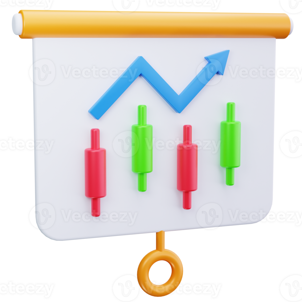 3D Icon Candlestick Chart Slide Analysis png