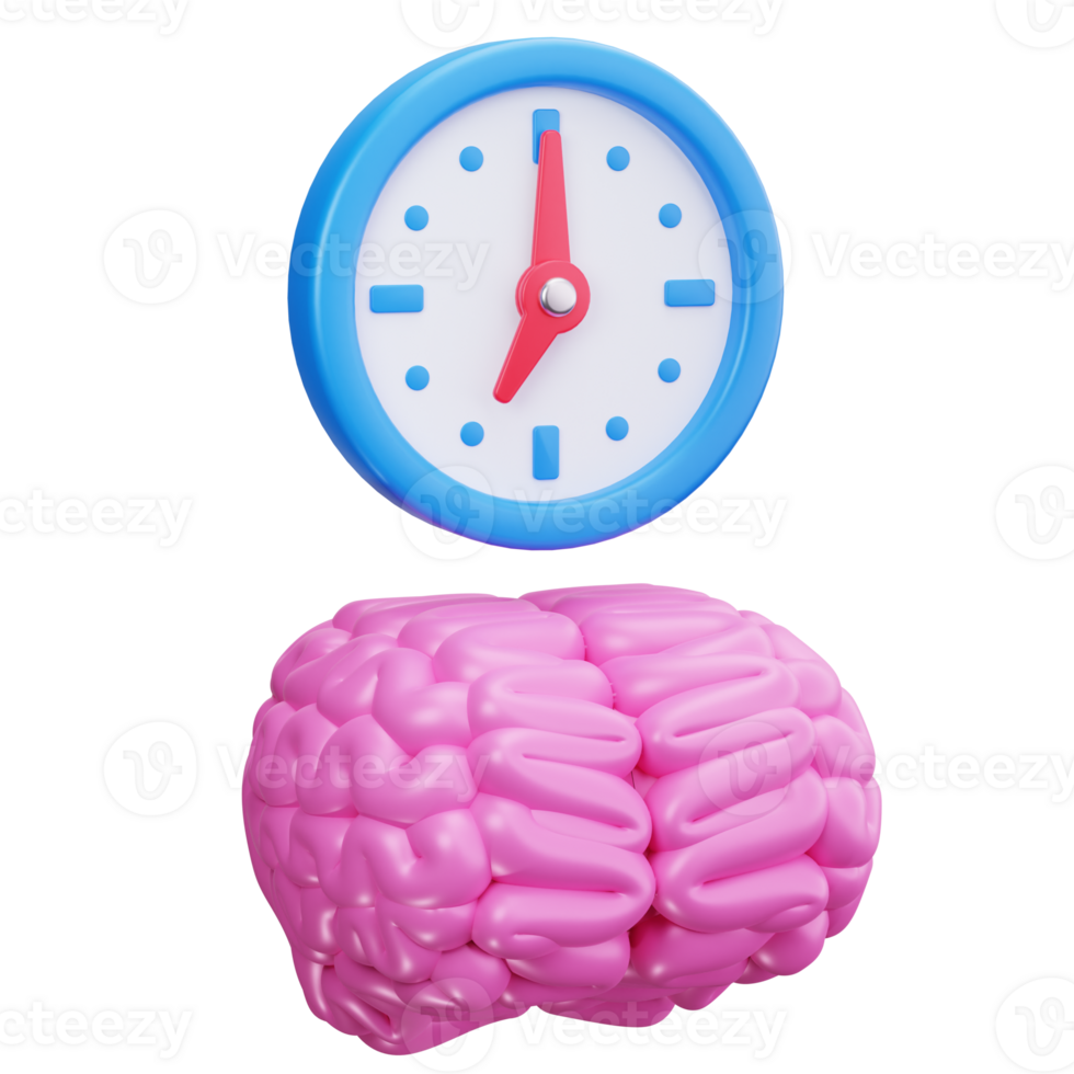 3D Icon Brain Time Management Concept png