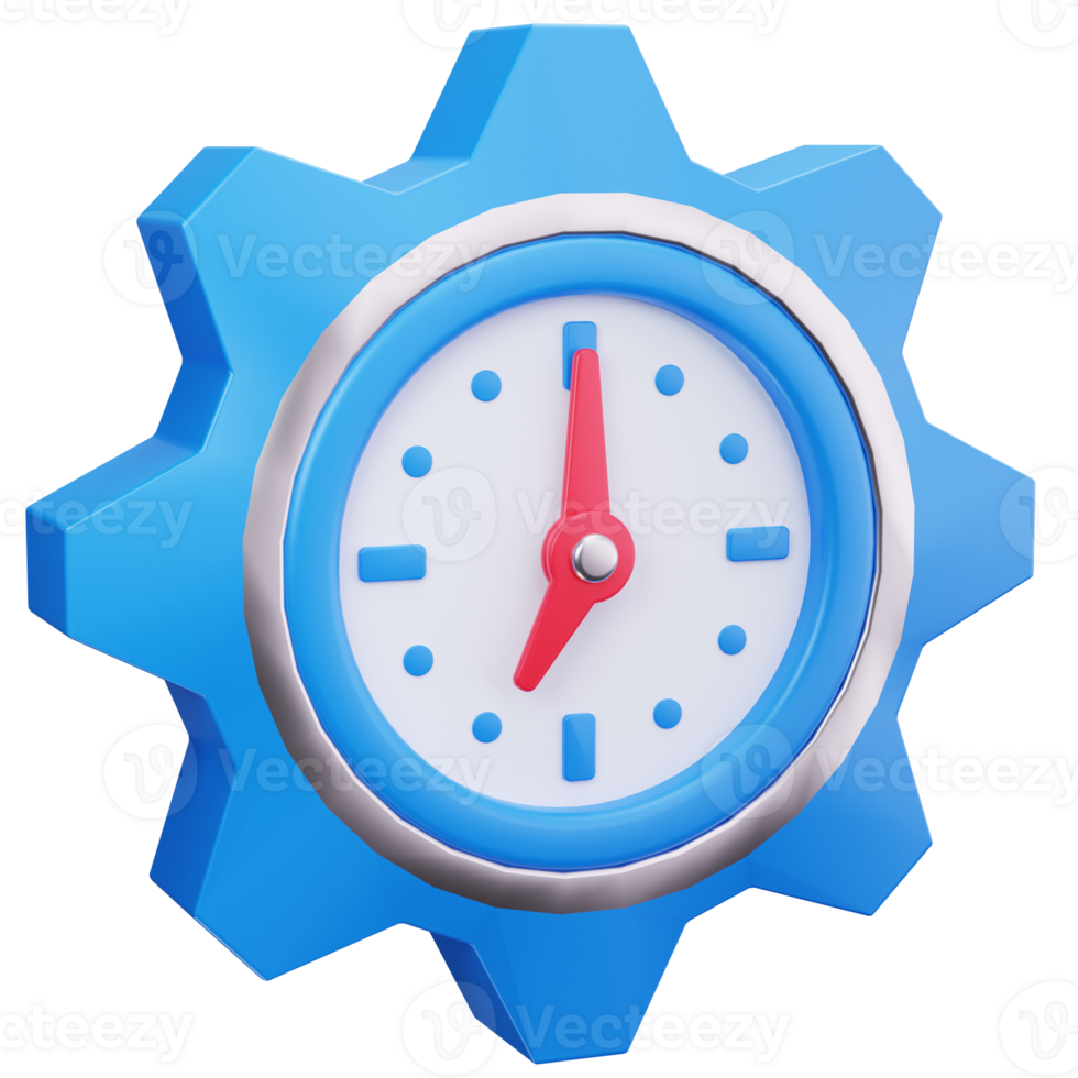 3D Icon Clock Gear Productivity Setting png