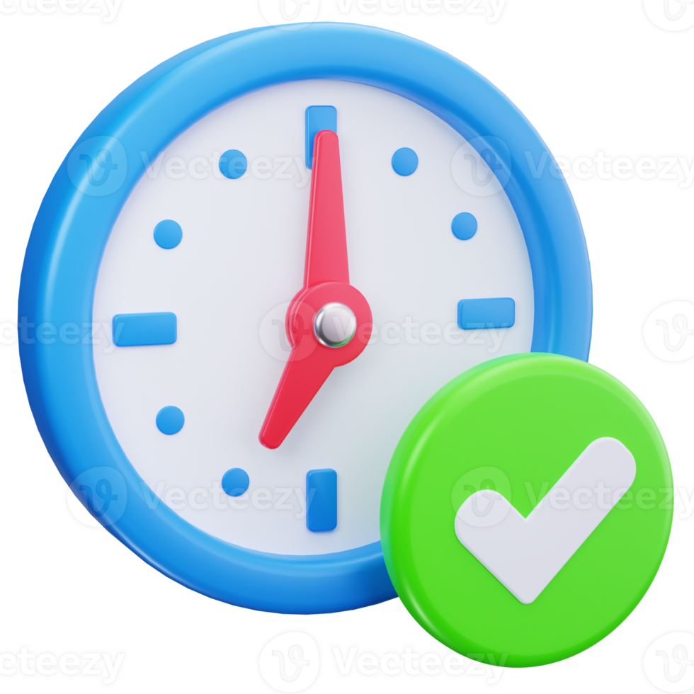 3D Icon Time Check Approval Clock png