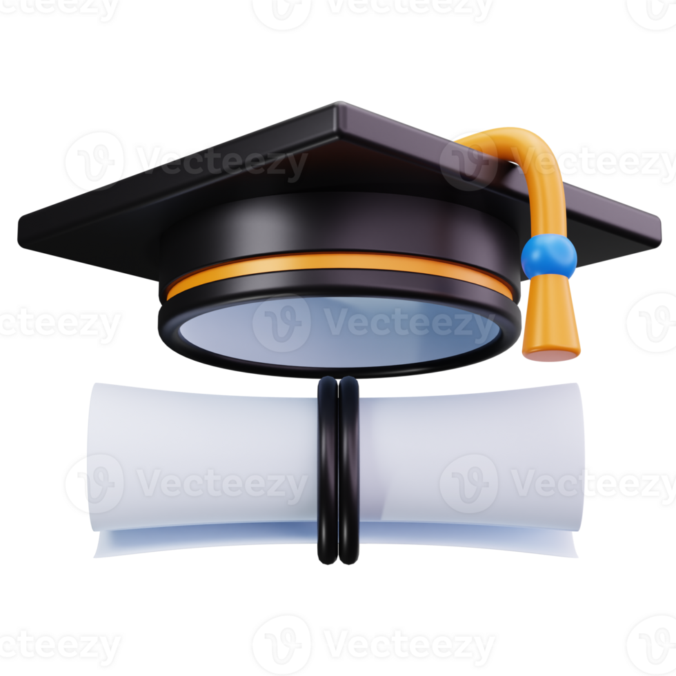 3D Icon Graduation Hat With Scroll png