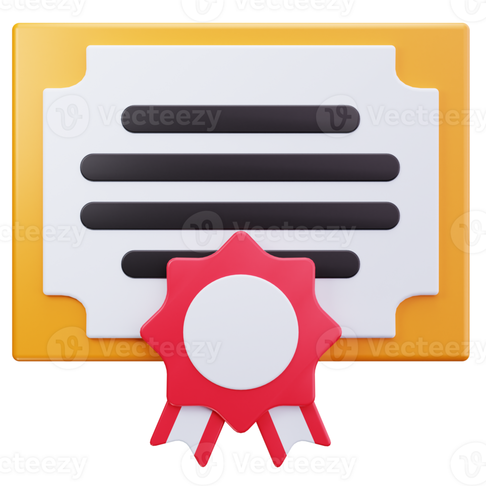3D Icon Orange Border Academic Certificate png