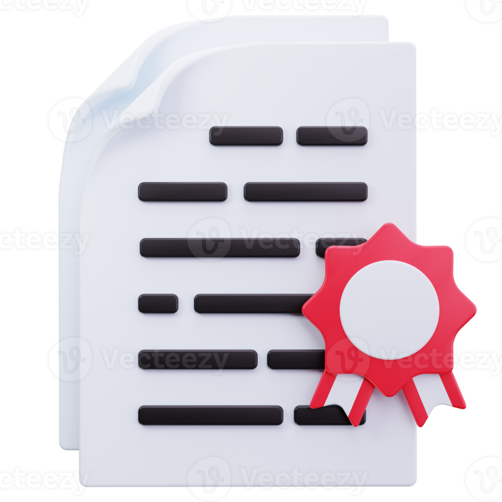 3D Icon Signed Contract With Badge png