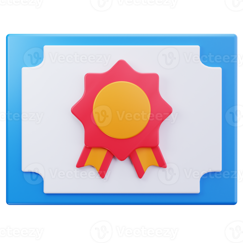 3D Icon Certificate With Yellow Seal png