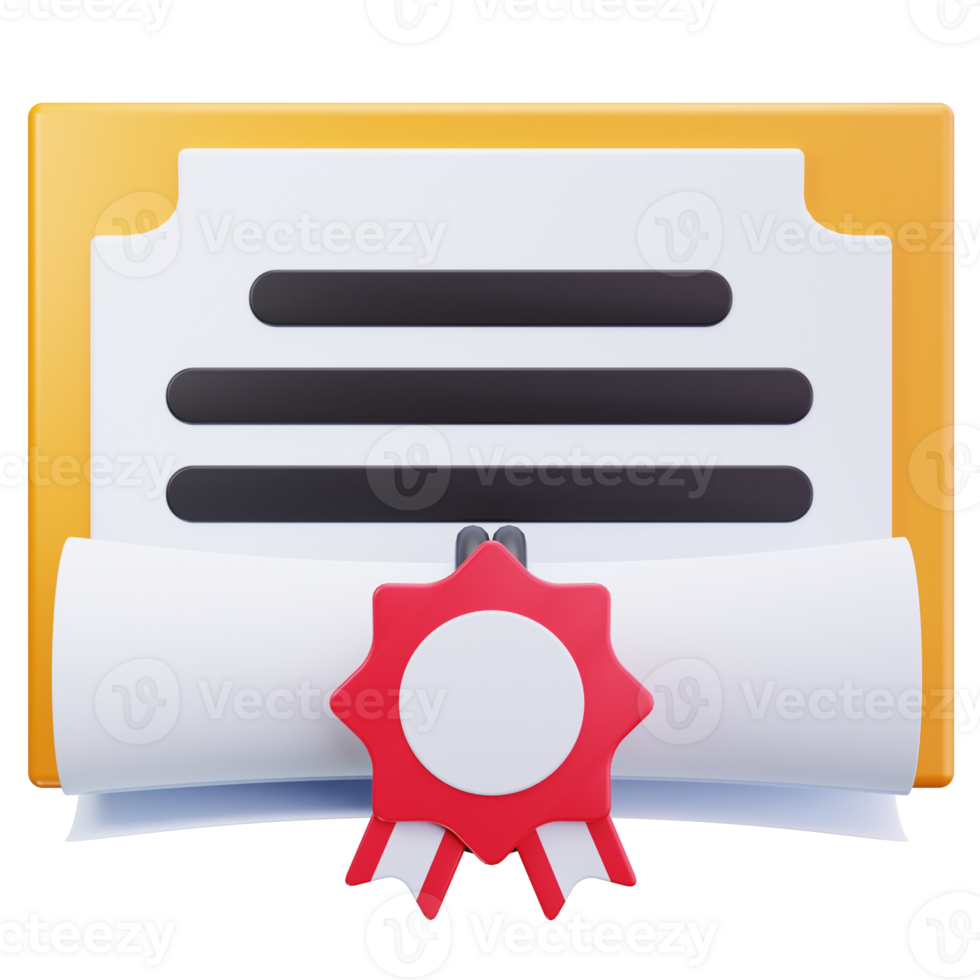 3D Icon Rolled Certificate With Seal png